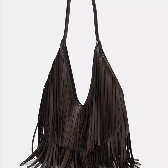 Zara Brown Fringe Shoulder Bag - Picture 4 of 7